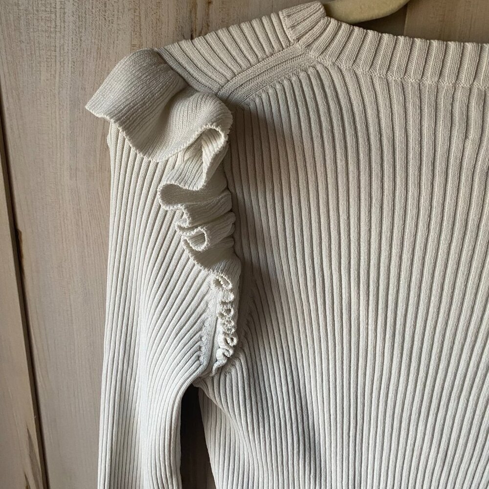 Cinq à Sept Cream Ribbed Sweater - Picture 8 of 10